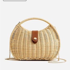 JCREW semicircle rattan clutch NWT